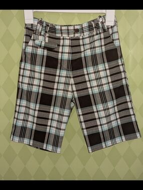 Girls Philly Plaid Casual Shorts - Brown & Light Teal Size 8